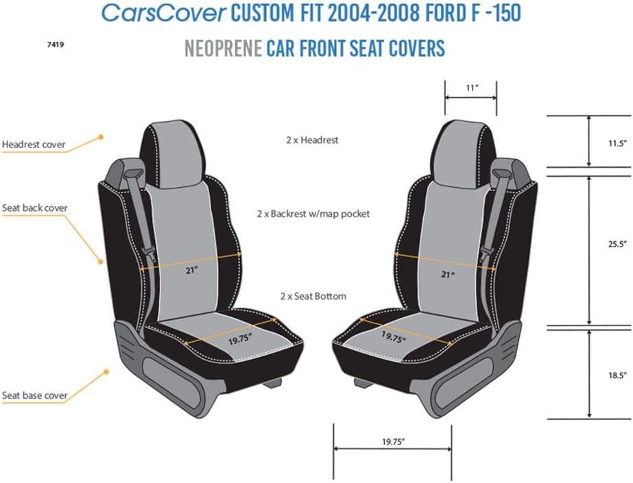 Neoprene Car Front Seat Covers Gray & Black X9873