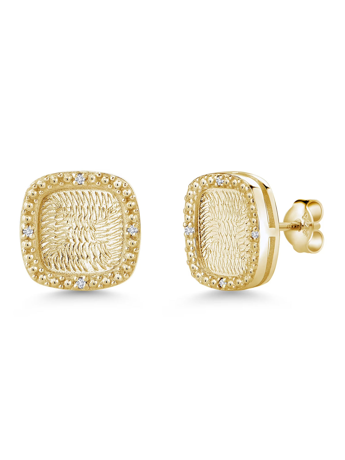 18K Yellow Gold Plated Silver Stud Earrings C813411