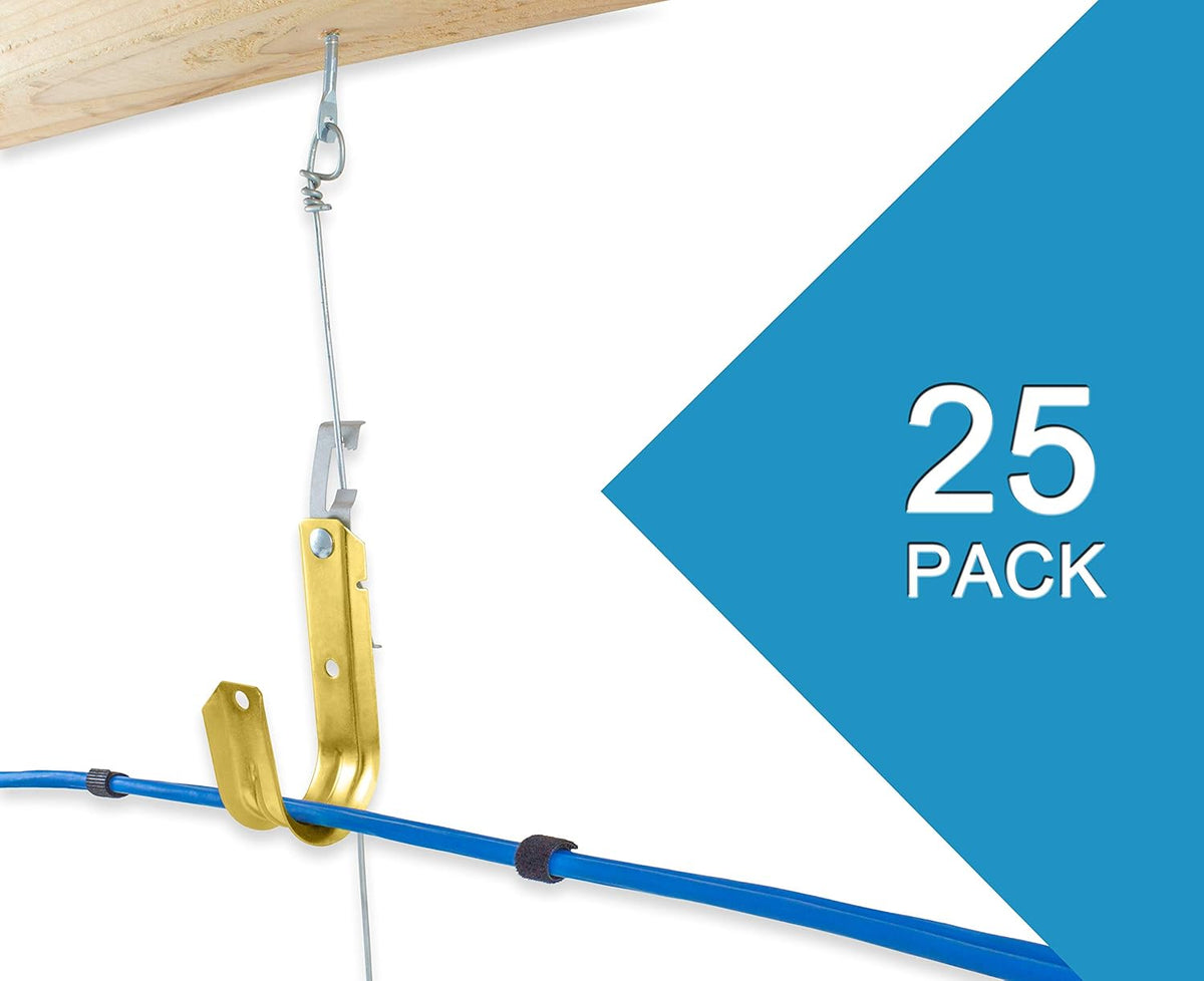 Heavy Duty Metal Cable & Wire Support J-Hook Hangers with Bat Wing Clip K2119