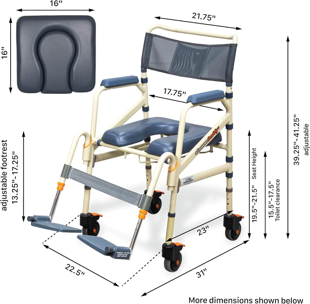 Lightweight Aluminum Folding Rolling Shower Chair with Wheels U701