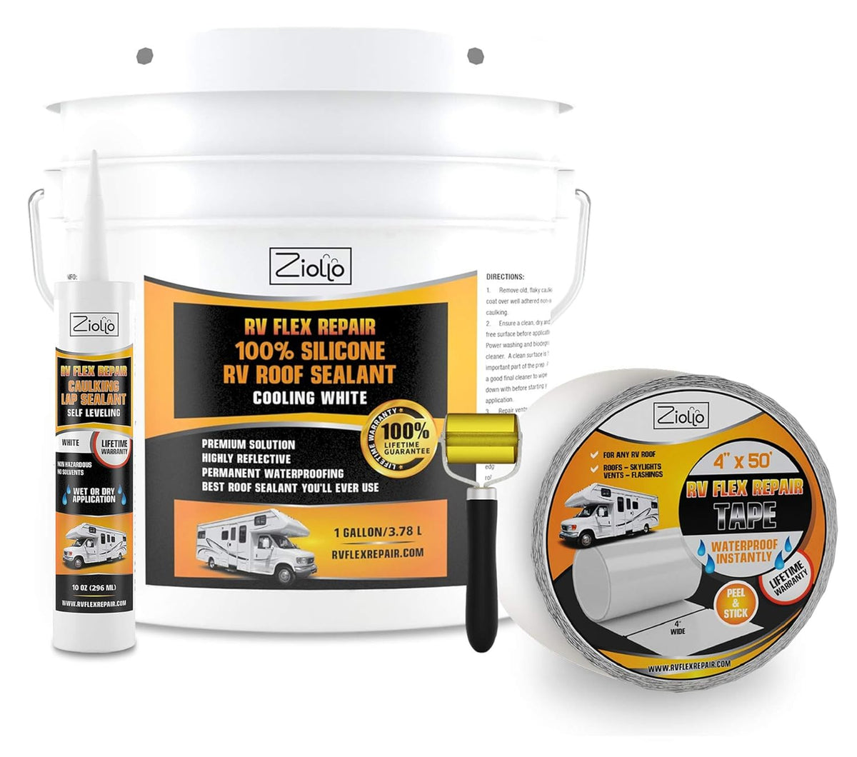 White 4-inch x 50 Foot Roll RV Flex Repair Tape N270