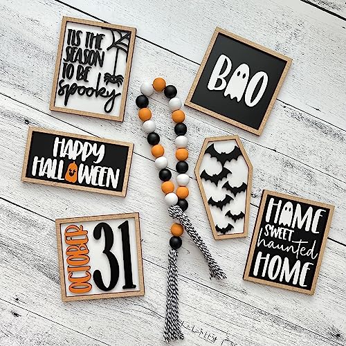 7 Pcs Halloween Themed Tiered Tray Decor Set Z56289
