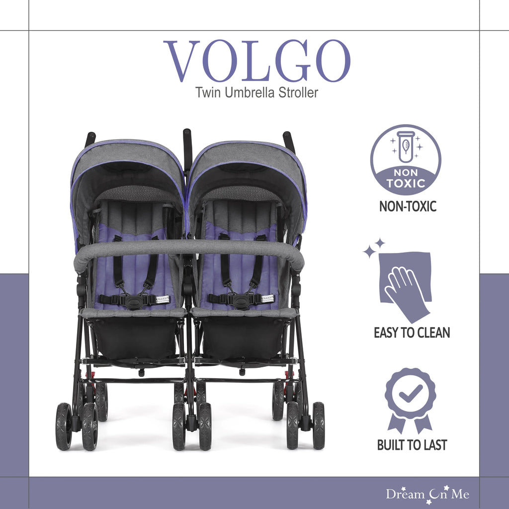 Lightweight Compact Double Umbrella Stroller with Storage Basket and Adjustable Canopy W19588
