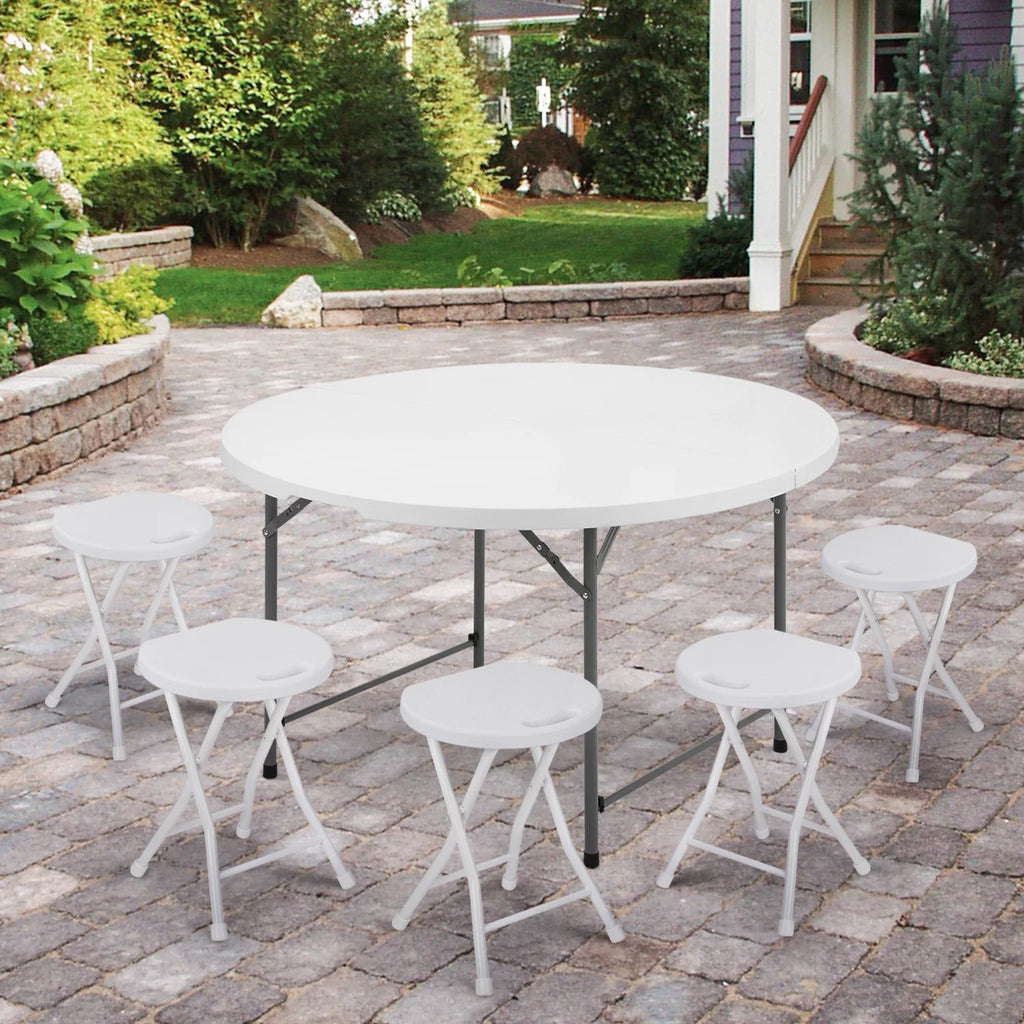4Ft White Plastic Foldable Table Set of 5 S3800