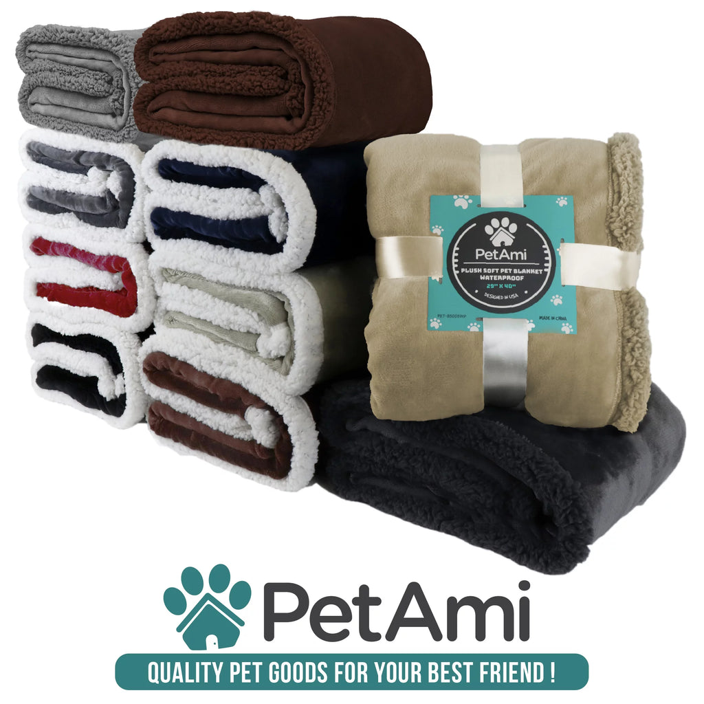 Waterproof Sherpa Fleece Dog Blanket 60x40 Wine Red N4140