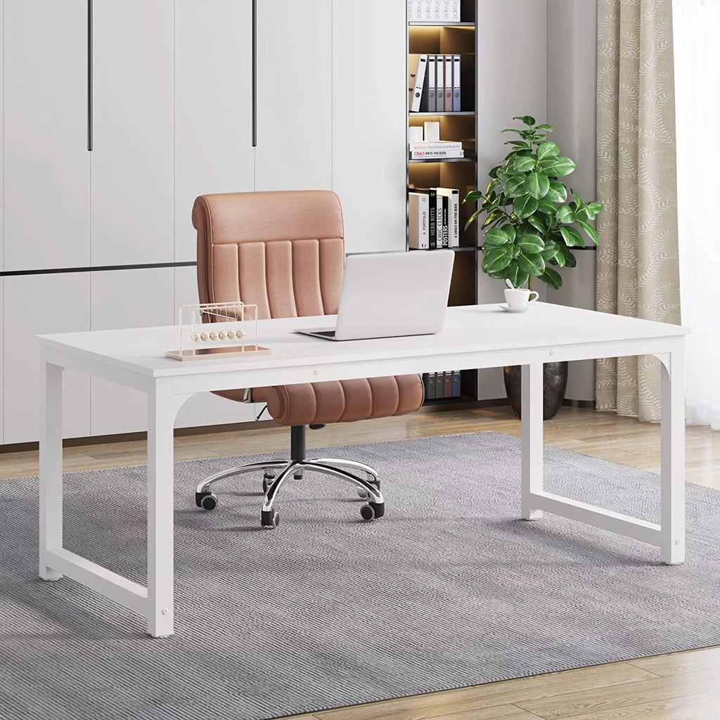 63"L x 31.5"W White Executive Desk Workstation C704