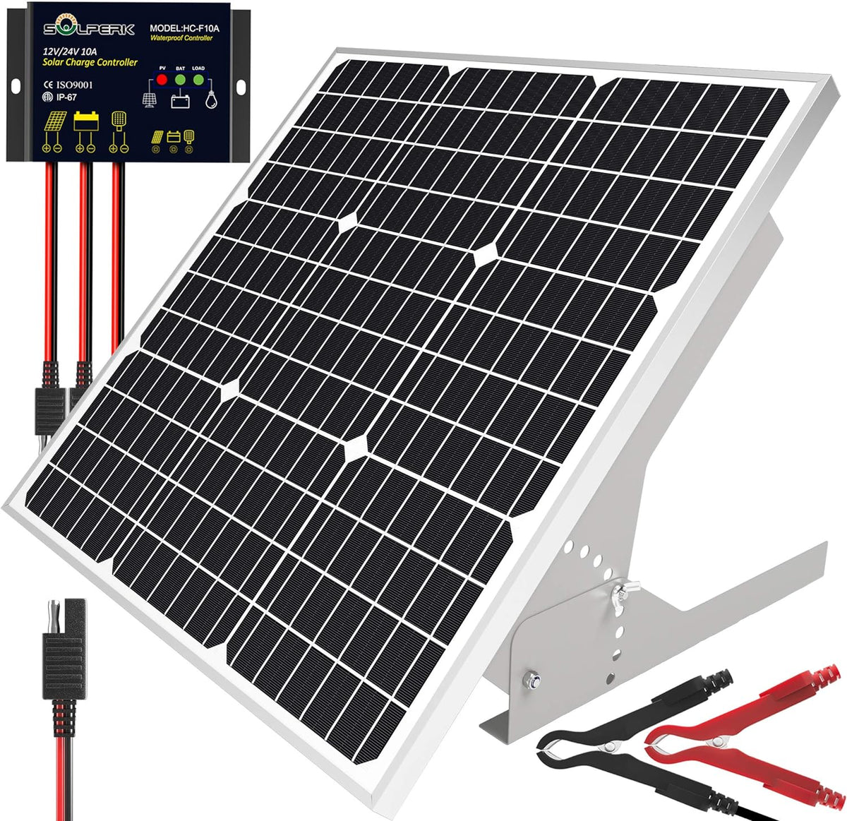 50W 12V Solar Panel Kit with Waterproof Controller and Adjustable Mount Bracket R1681