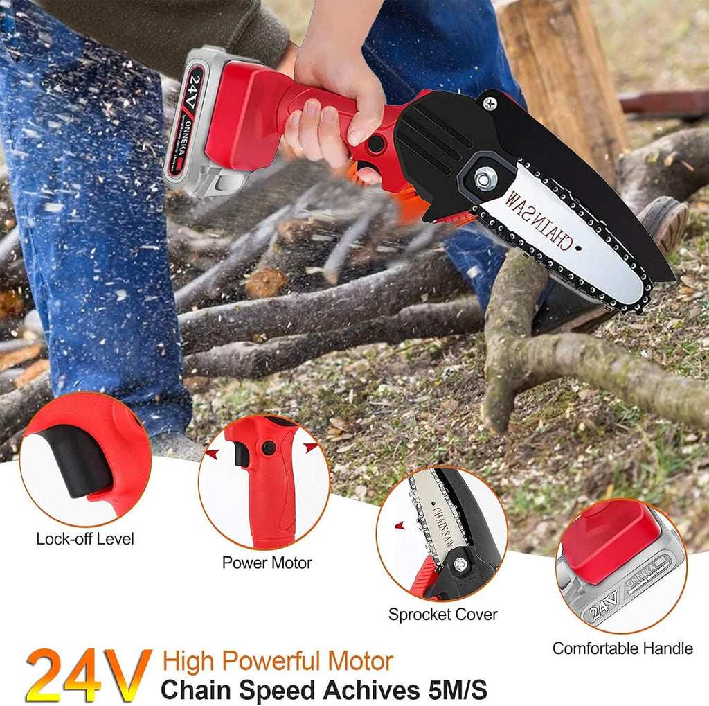 4 Inch 24V Cordless Electric Chainsaw, Pack of 2 I61119