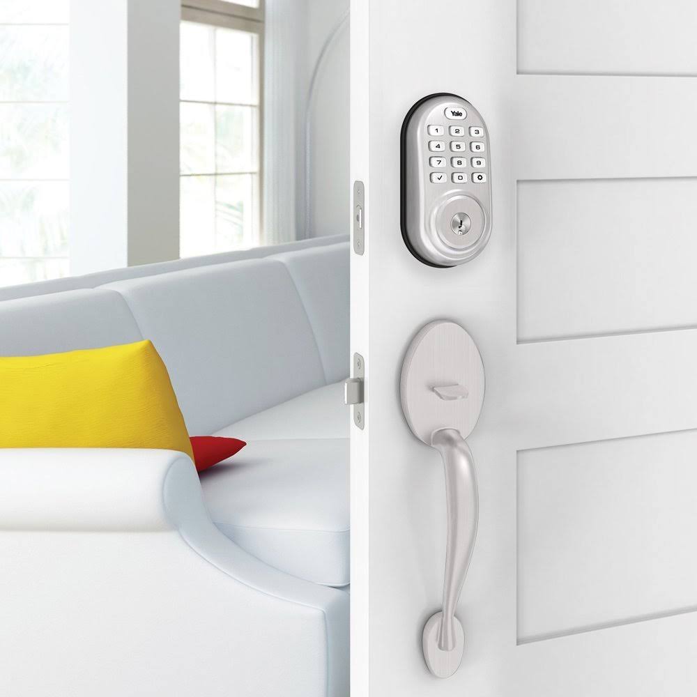 Satin Nickel Finish Push Button Deadbolt with Bluetooth Q893