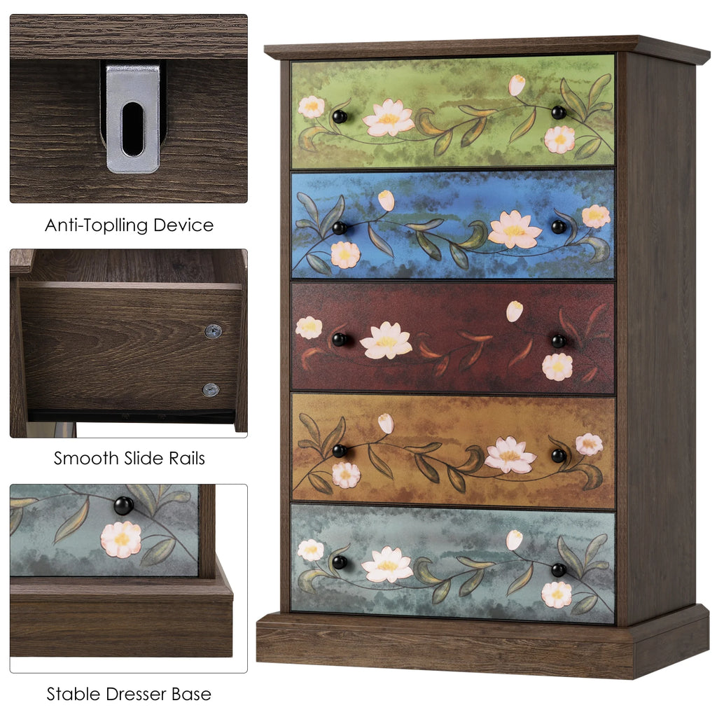 5 Drawer Wood Dresser X759