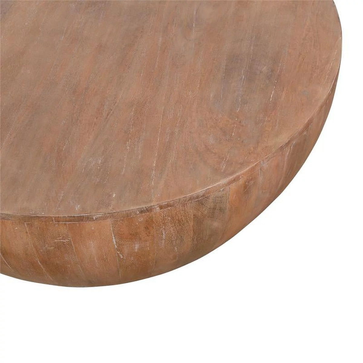 35.5" Drum Shaped Wood Coffee Table Brown F419