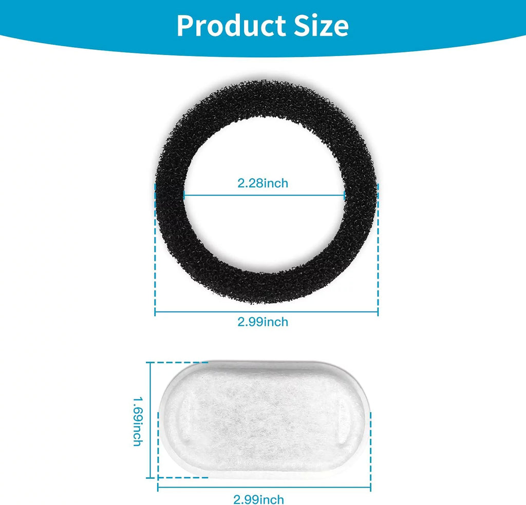 12 Carbon Filters + 12 Sponges Replacement Filters for Pet Drinking Fountains E6686