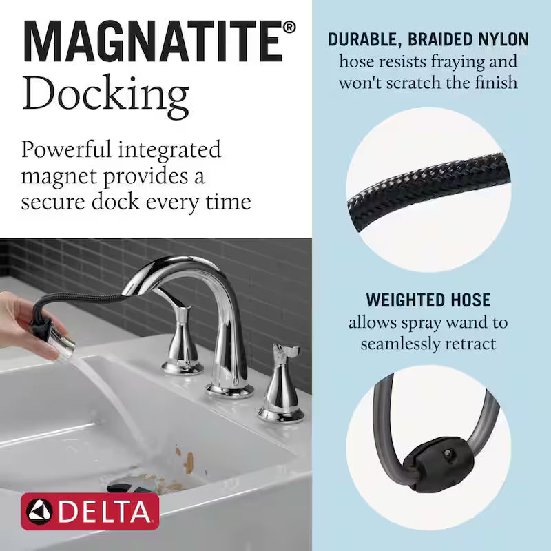 8 in. Widespread 2-Handle Bathroom Faucet with Pull-Down Spout in Chrome H159