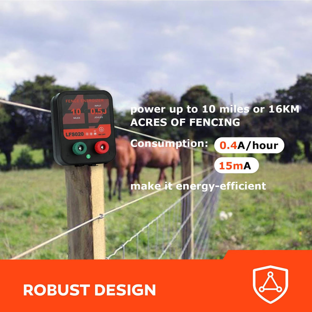 12V 0.3J 10 Miles Waterproof Electric Fence Charger T4438