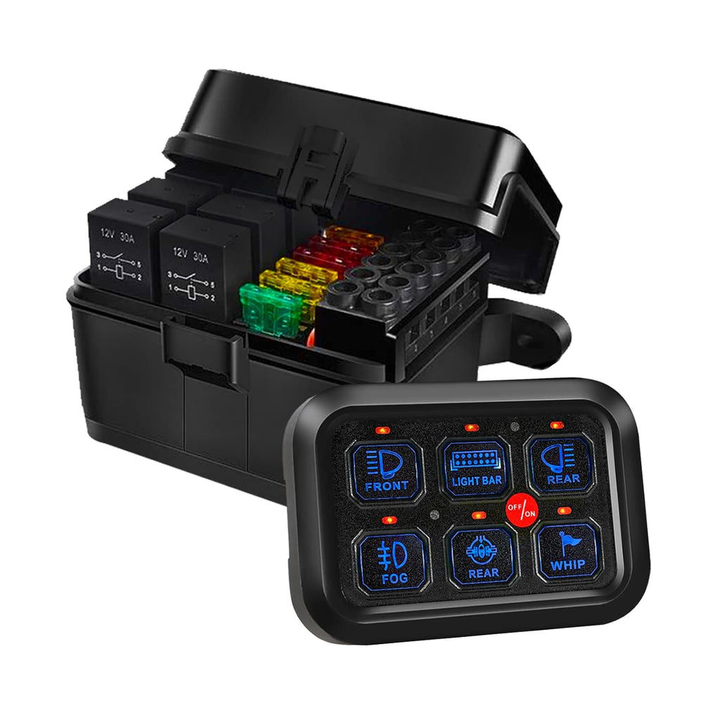 6 Gang Switch Panel with Electronic Relays, Waterproof Pack of 2 J637013