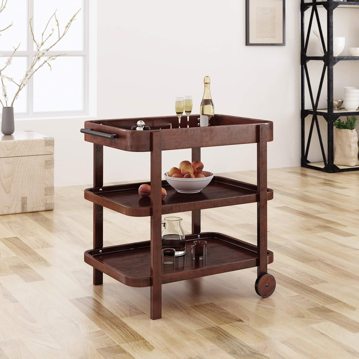 3-Tier Solid Acacia Wood Bar Cart N174247