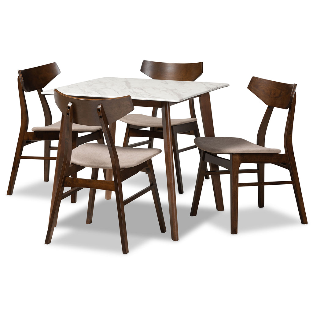 5-Piece Dining Set with Faux Marble Table O8832