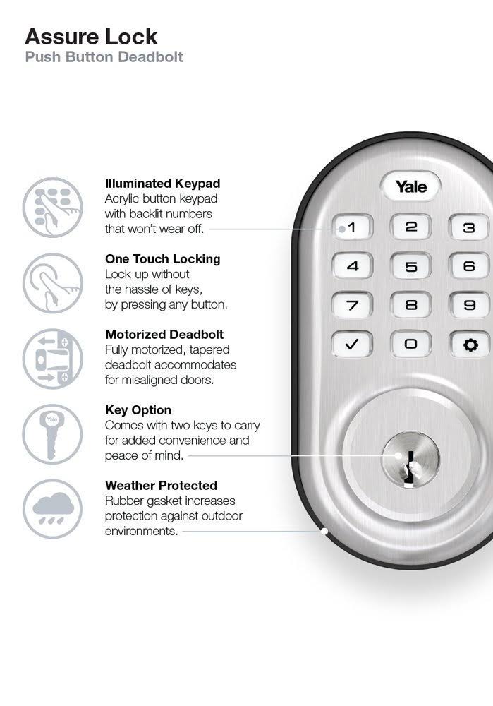 Satin Nickel Finish Push Button Deadbolt with Bluetooth Q893