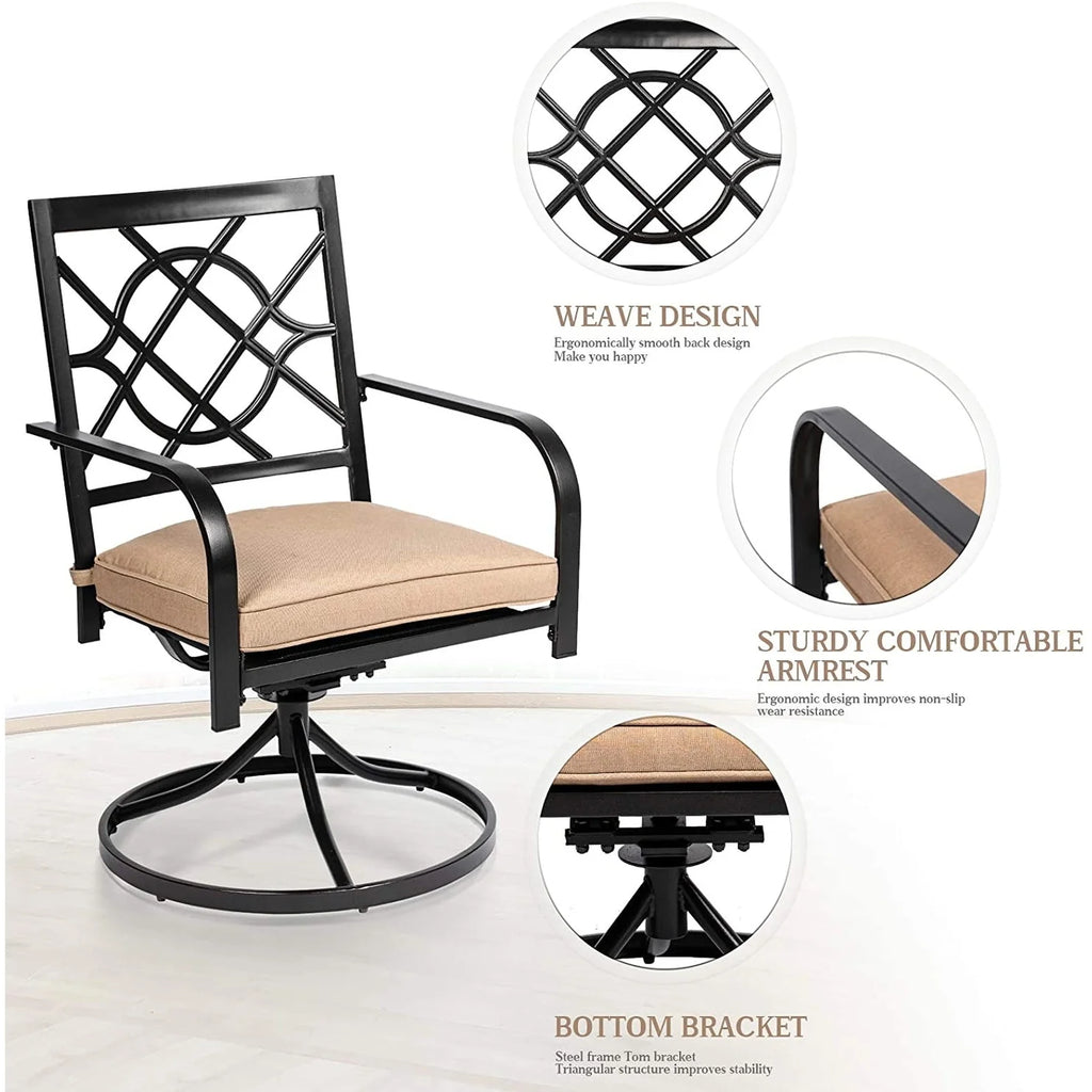 Outdoor Patio Metal Swivel Rocker Dining Chairs Set of 2 P63228