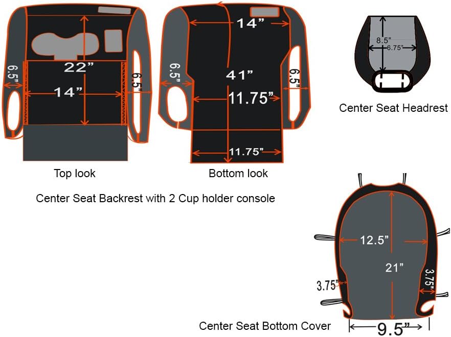 Neoprene Car Front Seat Covers Gray & Black X9873
