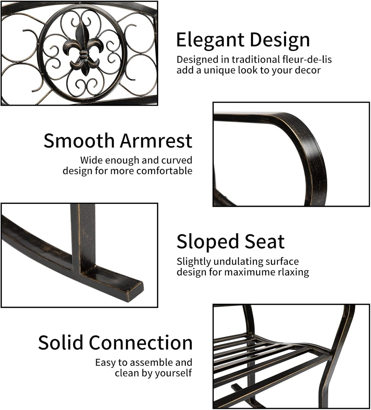 Metal Vintage Rocking Chairs with Back & Armrest H886929