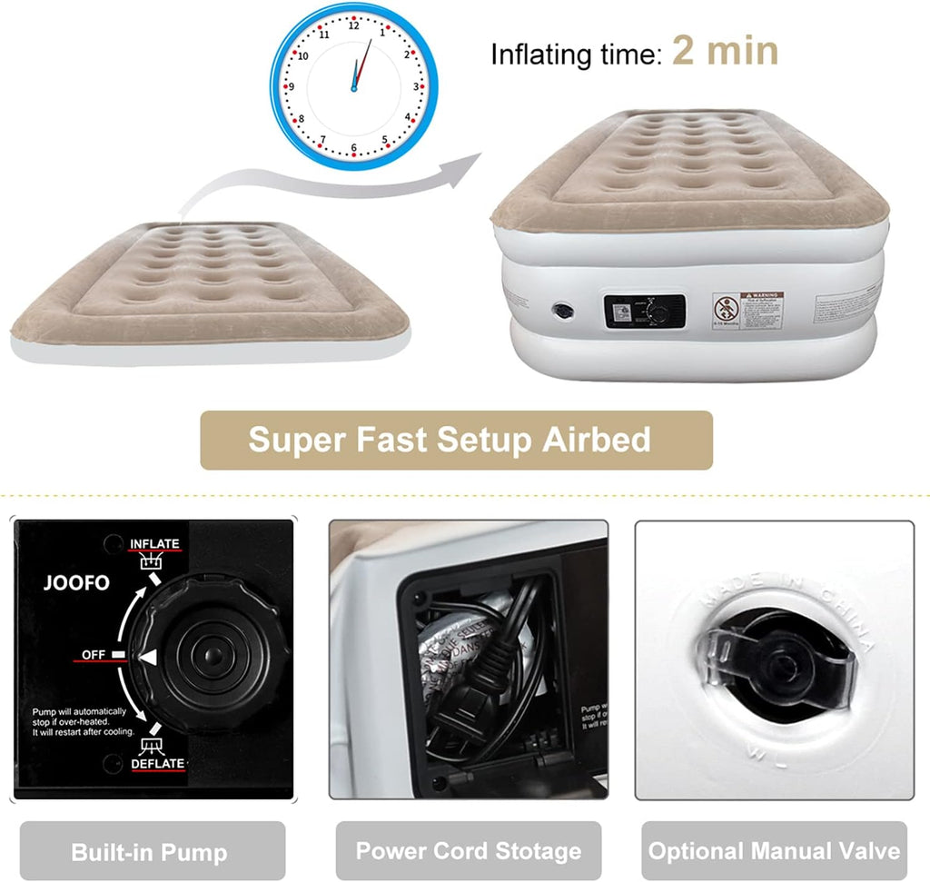 Twin Size Air Mattress with Built-in Pump, 18-inch Inflatable Bed, Pack of 2 P297