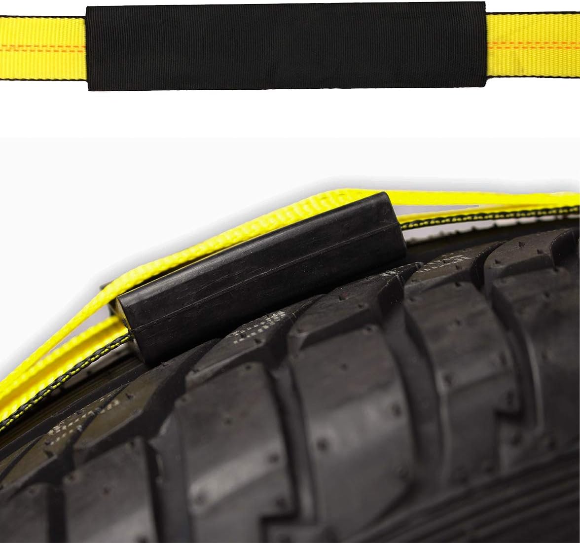 4 Wheel Straps with E-Track Fittings and 3 Rubber Blocks, 11’ x 2” Ratchet Strap, Pack of 2 G655