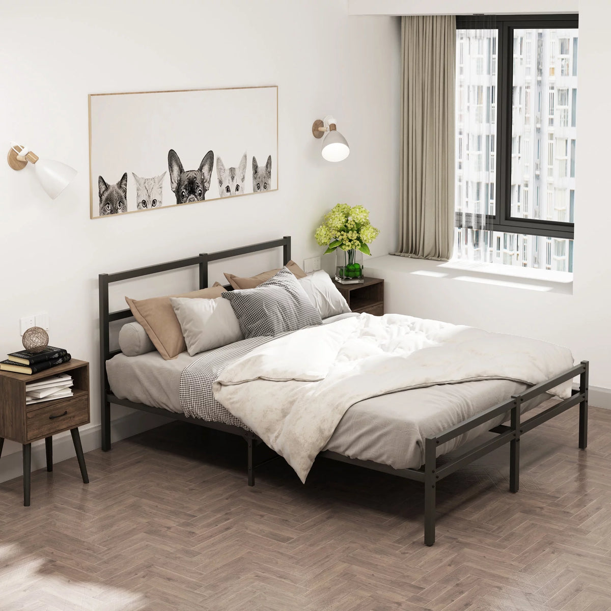 Full Bed Frame with Headboard and Footboard F303