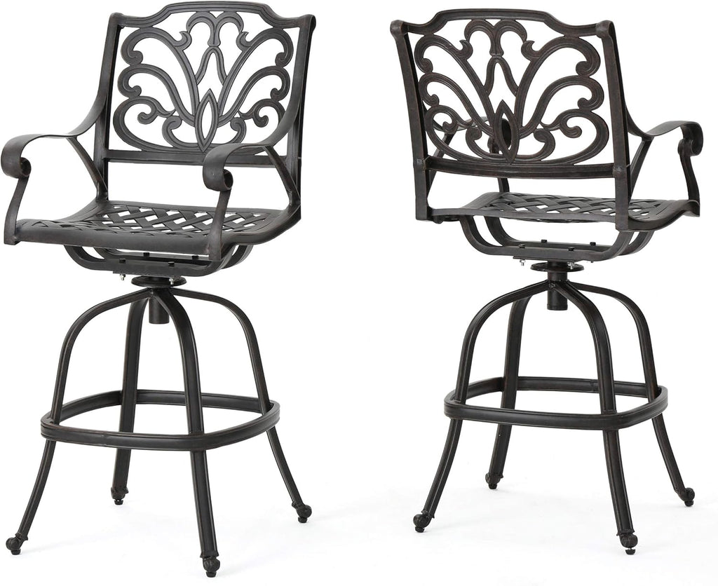 Bronze Cast Aluminum Barstools, 2-Pcs Set Y34903