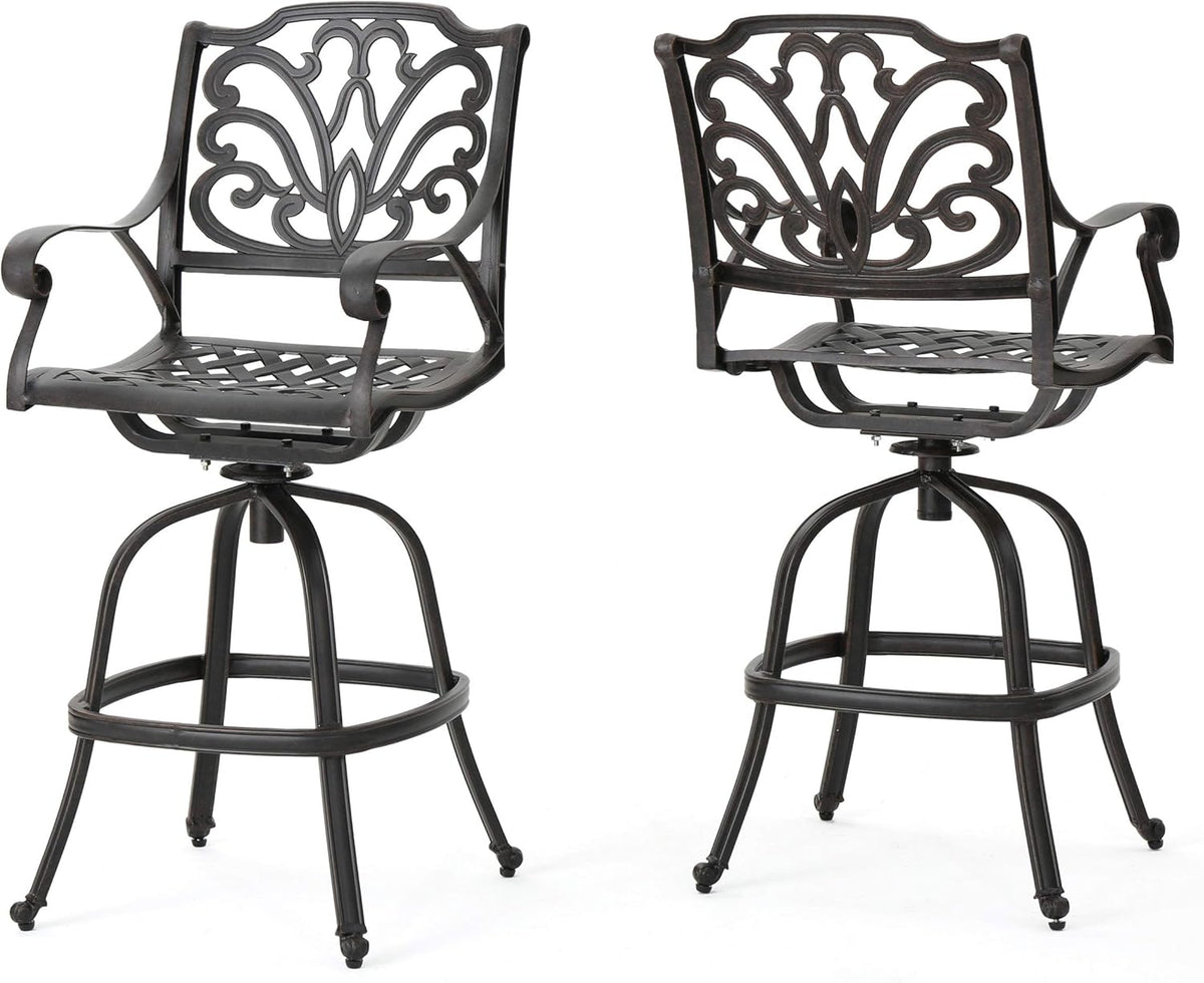 Bronze Cast Aluminum Barstools, 2-Pcs Set Y34903