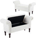 51" Upholstered Sherpa Bench with Wood Legs Z33702