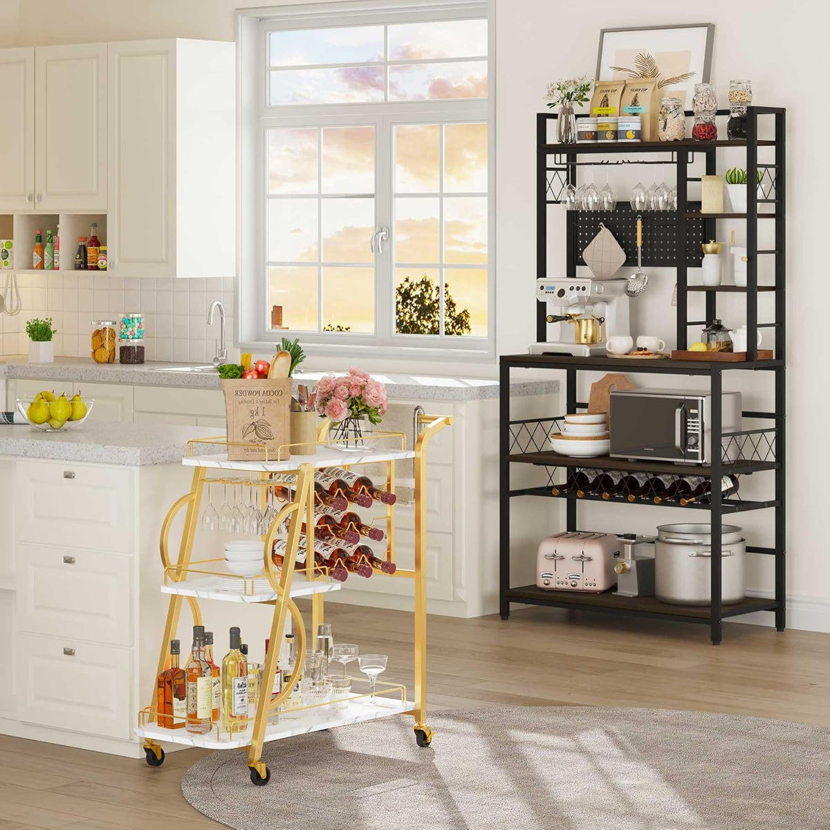 Gold Bar Cart with Wine Rack U984