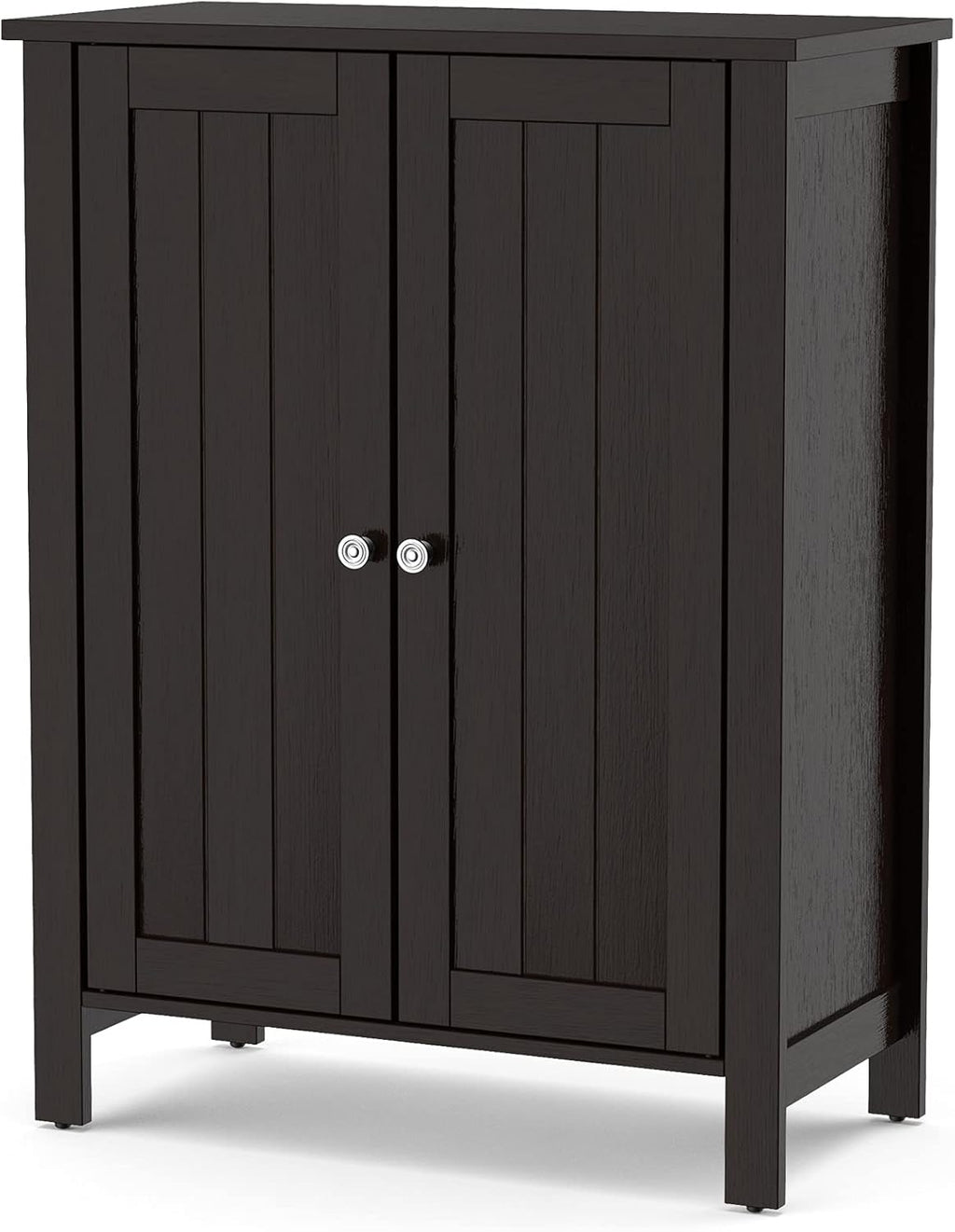 Brown 3 Tier Wooden Bathroom Floor Cabinet with Double Door D958