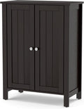 Brown 3 Tier Wooden Bathroom Floor Cabinet with Double Door D958