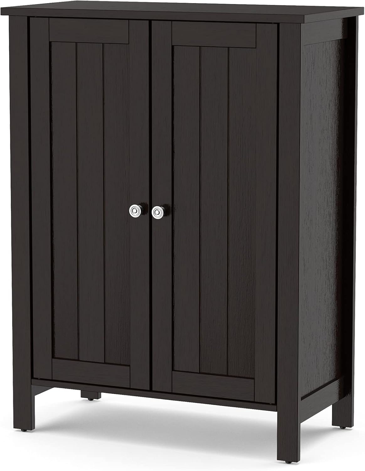 Brown 3 Tier Wooden Bathroom Floor Cabinet with Double Door D958