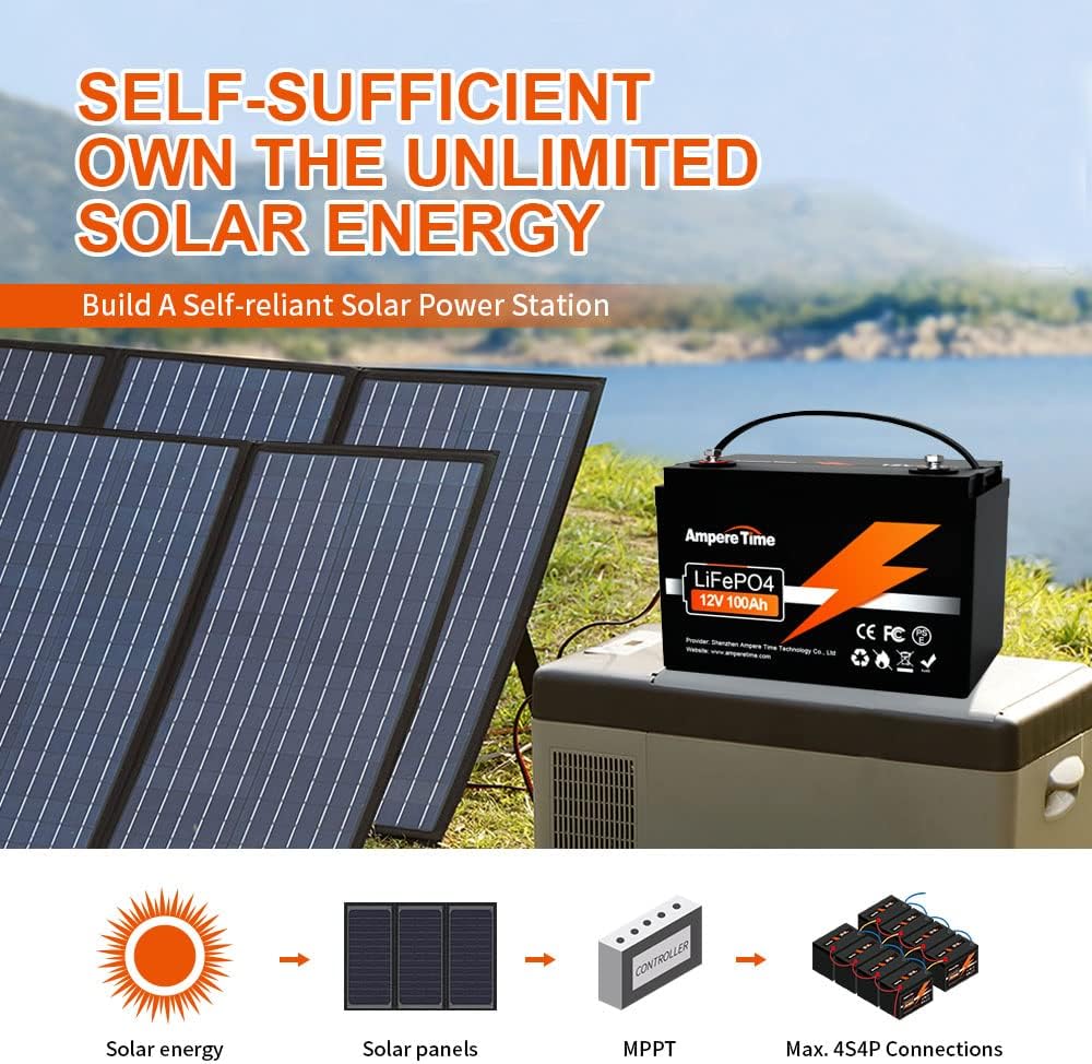12V 100Ah LiFePO4 Battery with 14.6V 10A Charger C466588