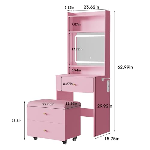White Vanity Desk with Mirror and Lights O97520