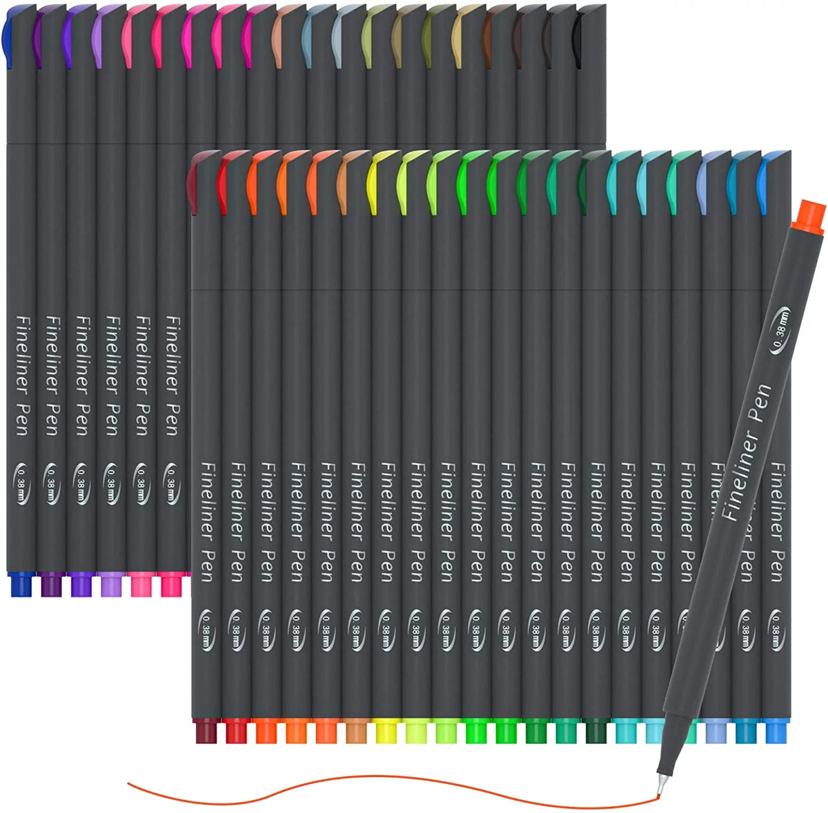 46 Pack Colored Fineliner Pens with 6 Stencils B63819