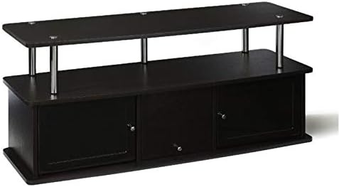 Gray Black Stainless Steel TV Stand with 3 Storage Cabinets A2521