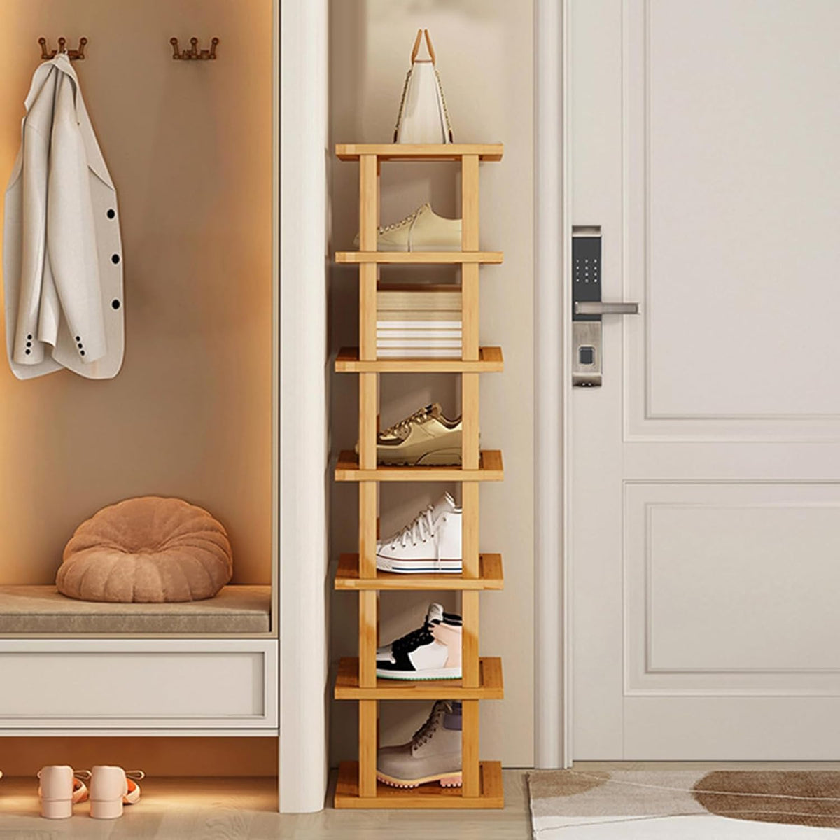 Bamboo 7-Tier Shoe Rack Storage Organizer Shelf Y232853