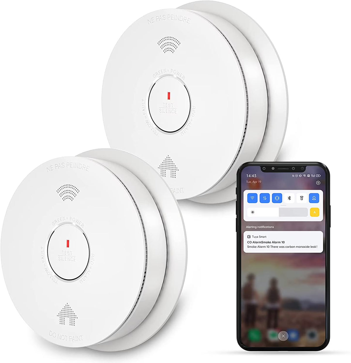 WiFi Smoke Detector Carbon Monoxide Detector Combo, 2 Pack C996