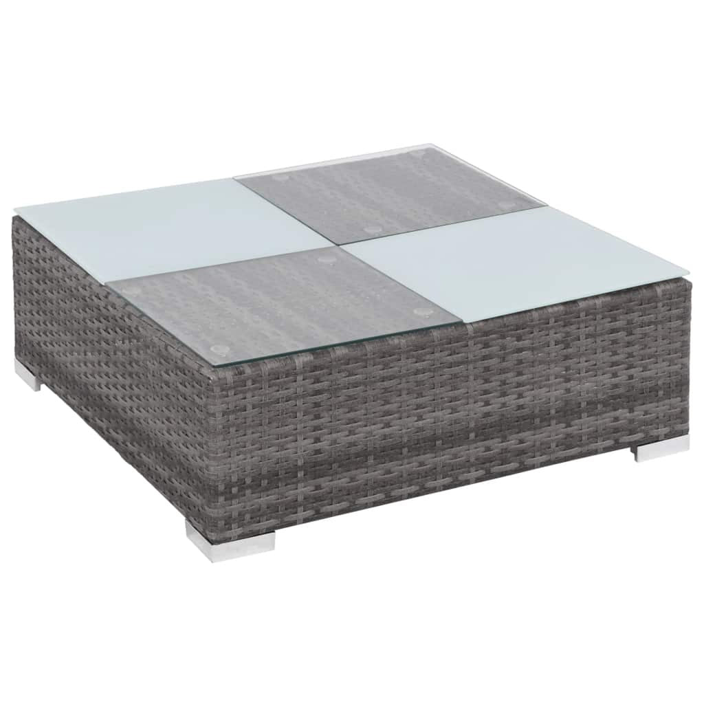 12 Piece Gray Poly Rattan Outdoor Patio Sectional Sofa with Coffee Table and Ottoman T1465