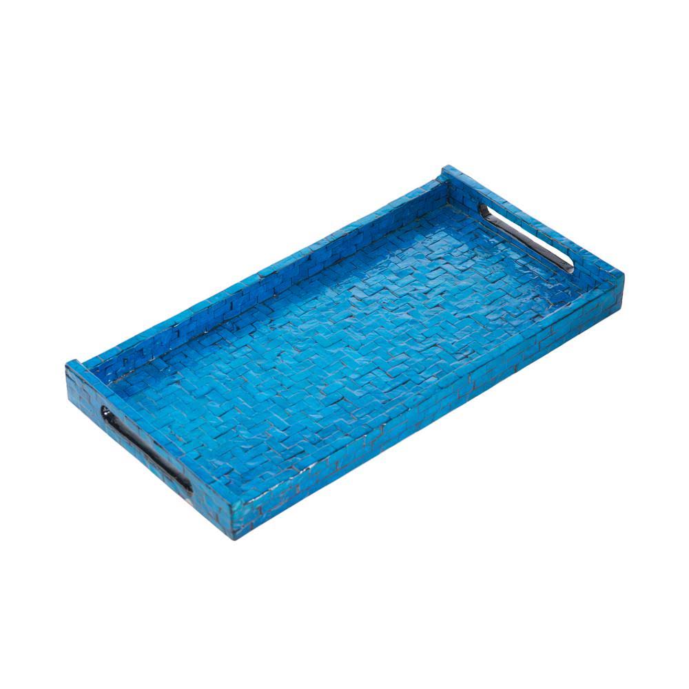 Blue Rectangular Lacquer Tray H9796