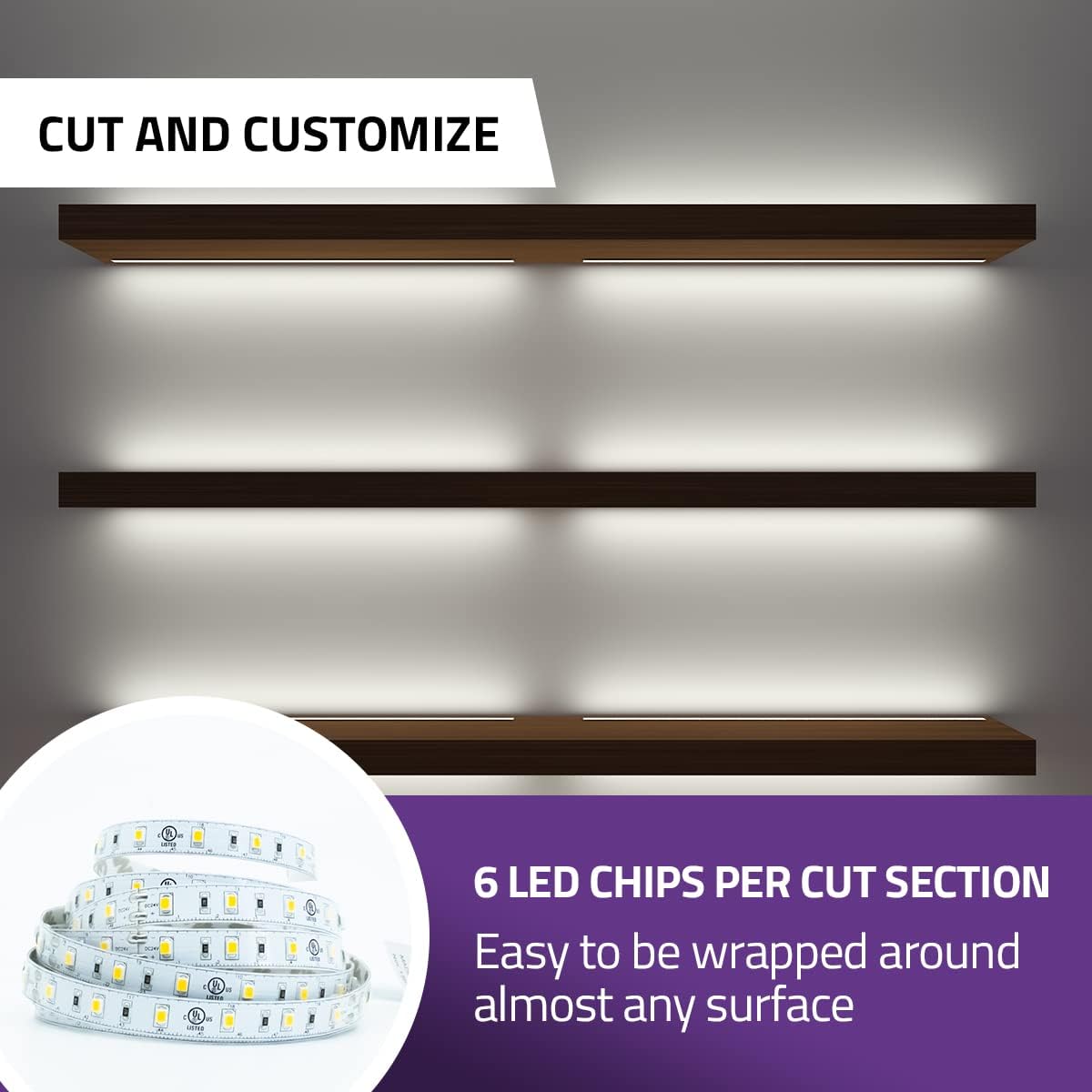 24V LED Strip Lights, 4000K Natural White, 26.2ft, Pack of 2 D541751