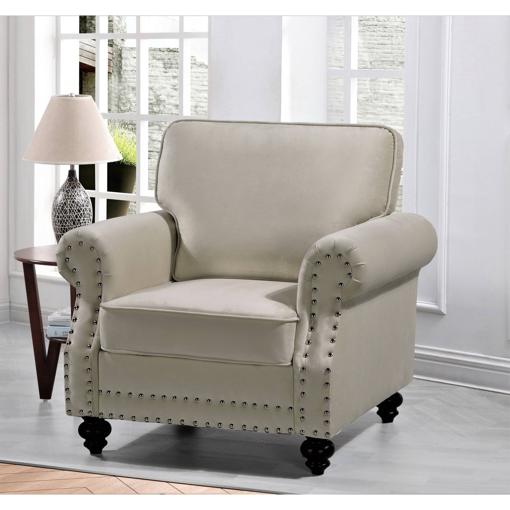 Black Velvet Nailhead Chair V81189