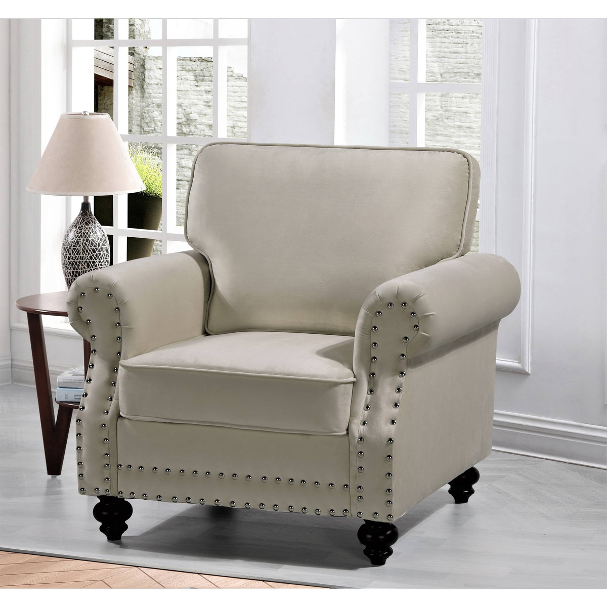Black Velvet Nailhead Chair V81189