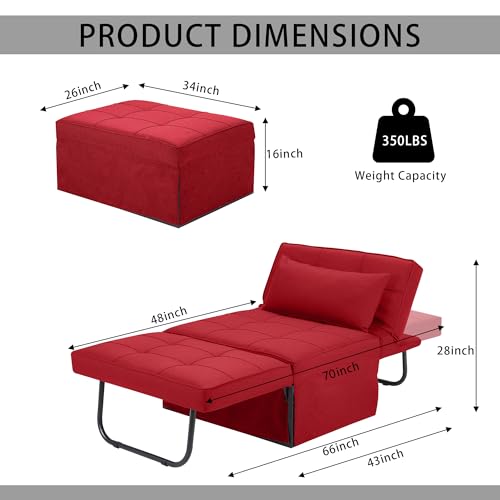 Dark Grey 4 in 1 Folding Ottoman Couch Bed S113846