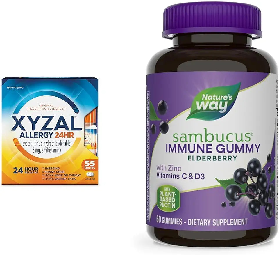 55 Count Allergy Pills and Elderberry Immune Gummies K4773