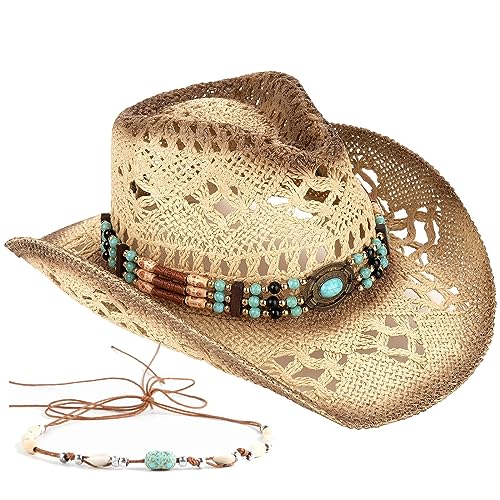 Straw Cowboy Hat with Two Decorative Bands L24249