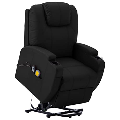 Black Faux Leather Electric Power Lift Massage Chair with 6-Point Vibration Massage X697052